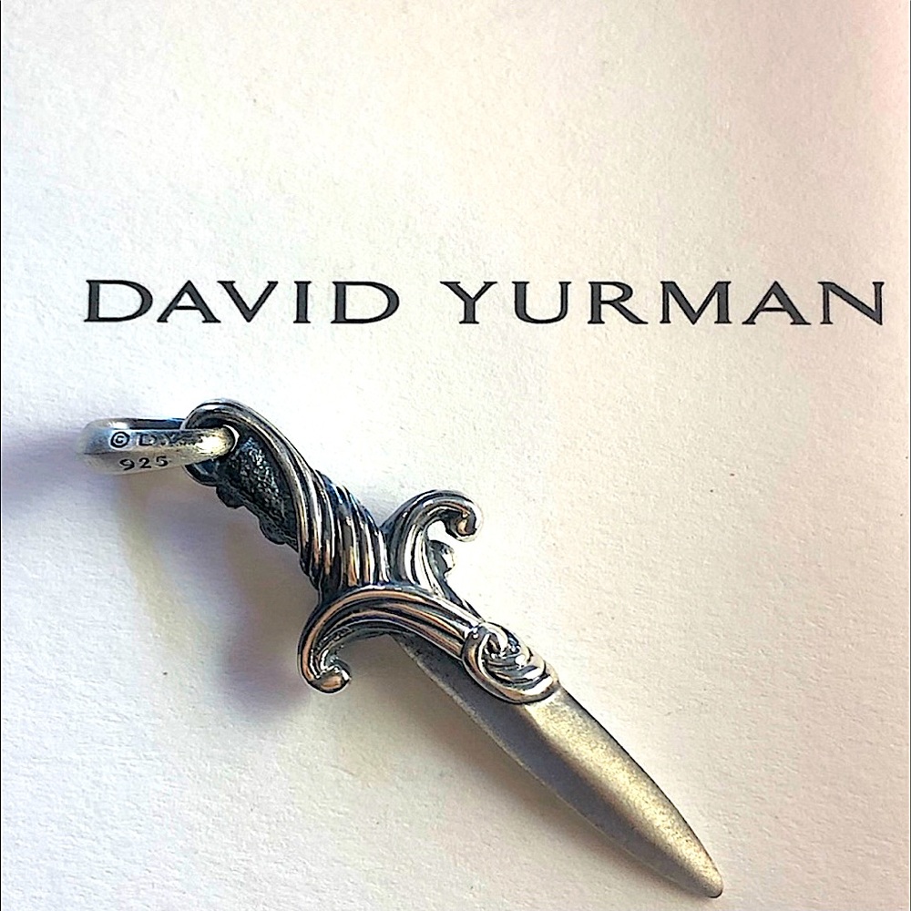 DAVID YURMAN Sterling Silver Men's Waves~Dagger Amulet Necklace Pendant